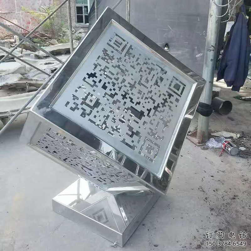 現代立方體雕塑廠家 大型別墅區擺件 鏡面不銹鋼立方體雕塑廠