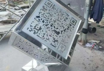 現(xiàn)代立方體雕塑廠家 大型別墅區(qū)擺件 鏡面不銹鋼立方體雕塑廠