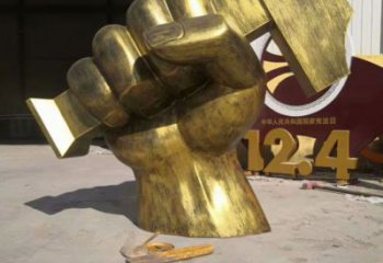 噴漆拳頭雕塑廠家 中式小品 現(xiàn)代不銹鋼拳頭雕塑廠