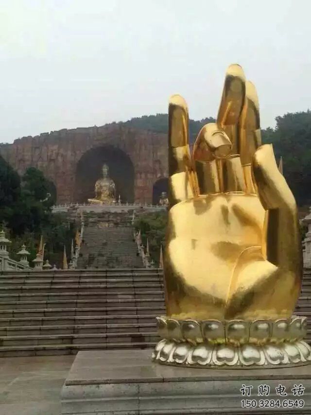 電鍍佛手雕塑廠家 廣場擺件 大型不銹鋼佛手雕塑廠