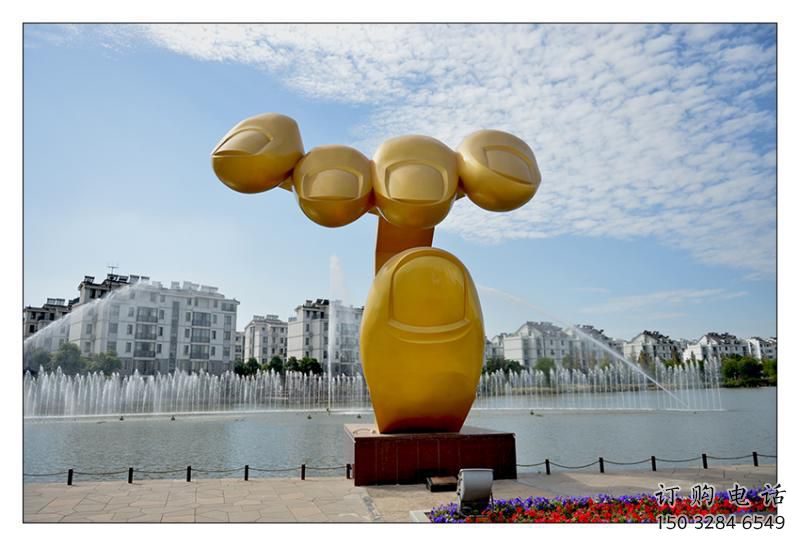 中式拇指雕塑廠家 戶外小品 游樂場不銹鋼拇指雕塑廠