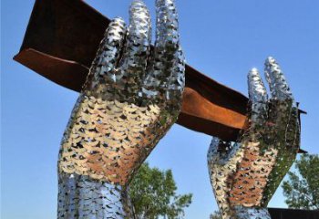 步行街手掌雕塑廠家 創(chuàng)意小品 大型不銹鋼手掌雕塑廠