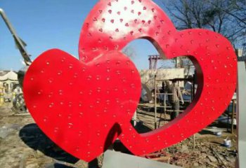 彩繪心心相印雕塑廠家 街頭現代烤漆擺件 