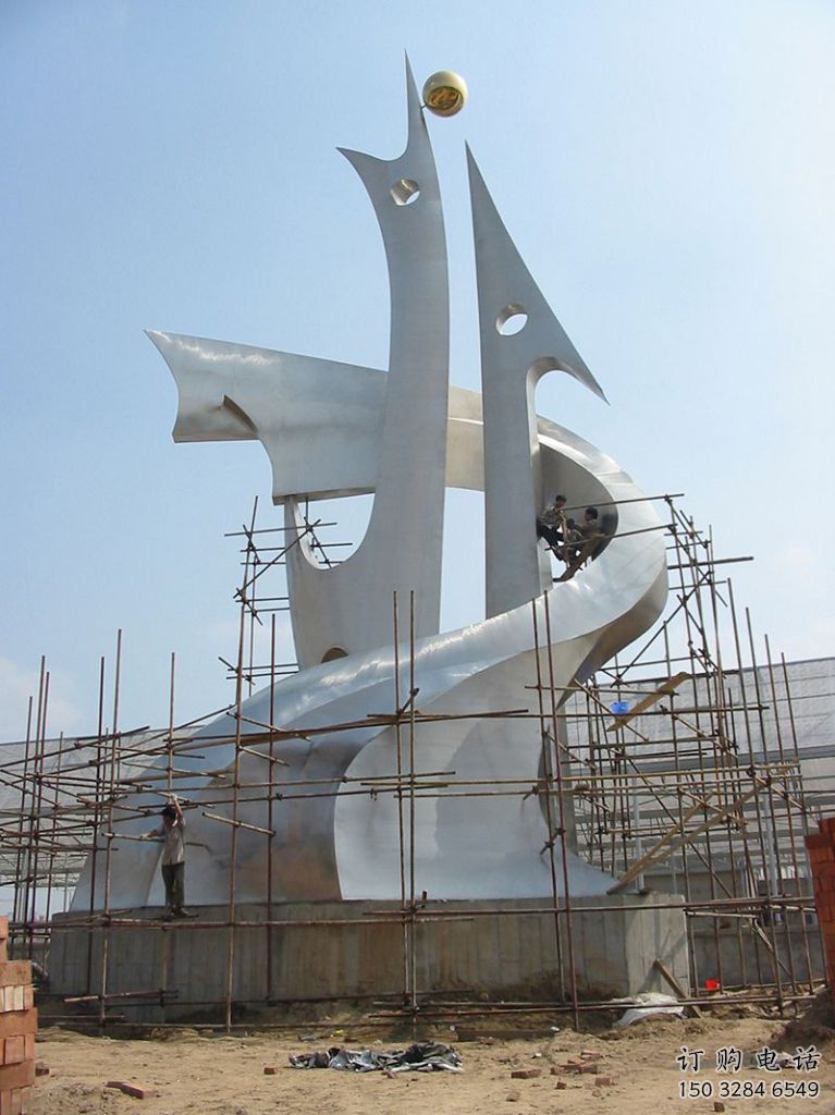 公園路標雕塑廠家 戶外擺件 鏡面不銹鋼路標雕塑廠