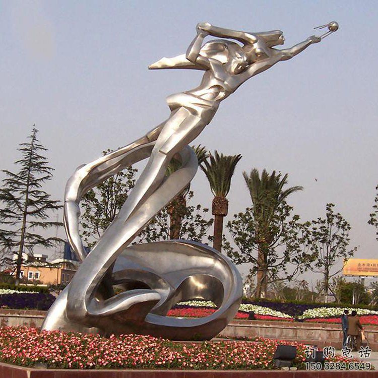 街道路標雕塑廠家 現代擺件 鏡面不銹鋼路標雕塑廠