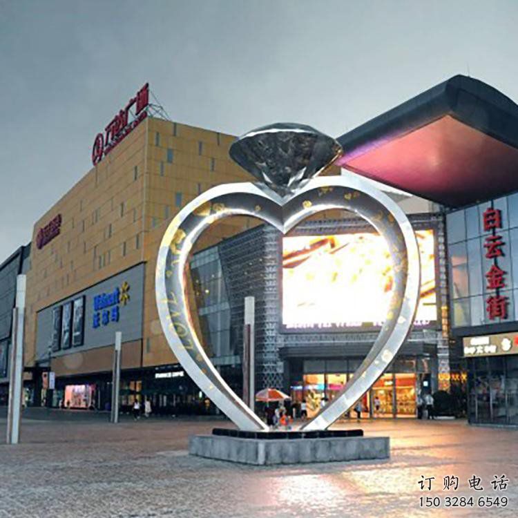 鏡面鉆石雕塑廠家 烤漆大型擺件 戶(hù)外不銹鋼鉆石雕塑廠