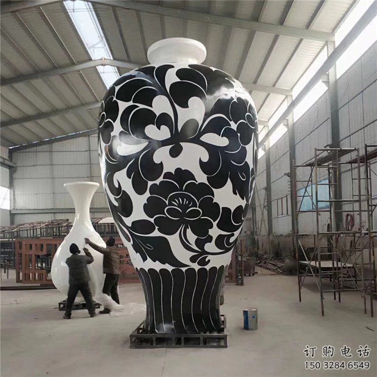 噴漆花瓶雕塑廠家 中式小品 大型不銹鋼花瓶雕塑廠