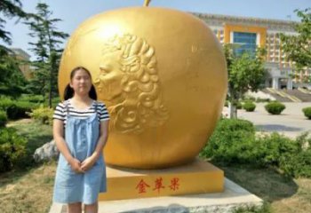 鍍金金蘋果雕塑廠家 廣場擺件 現代不銹鋼金蘋果雕塑廠