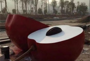 大型金蘋果雕塑廠家 創意小品 戶外不銹鋼金蘋果雕塑廠