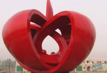 異形金蘋果雕塑廠家 現代小品 烤漆不銹鋼金蘋果雕塑廠