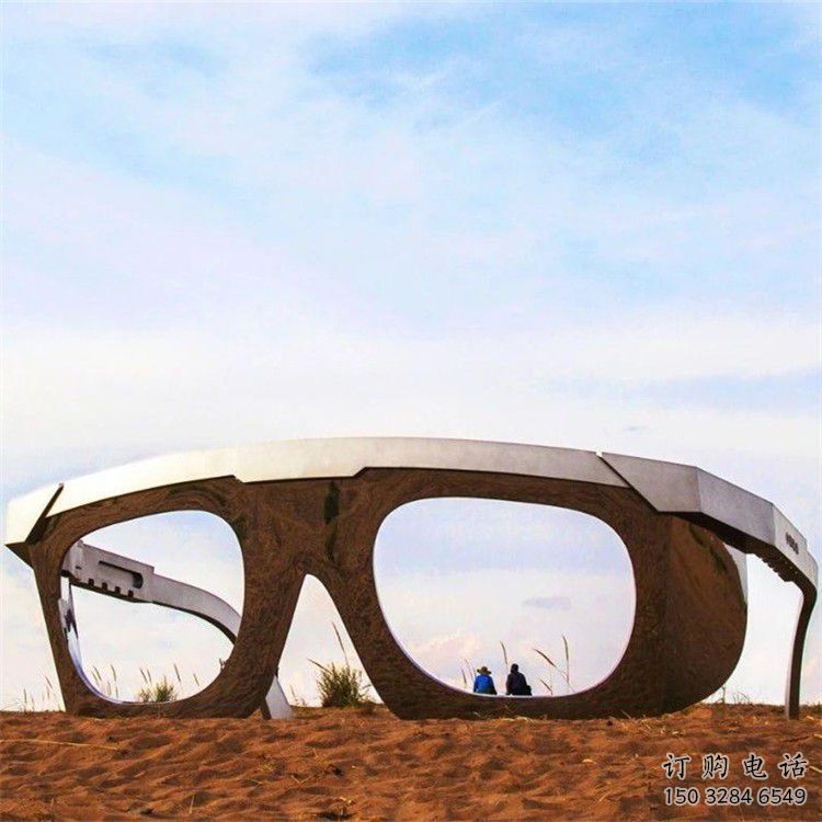 房地產眼鏡雕塑廠家 抽象擺件 鍛造不銹鋼眼鏡雕塑廠