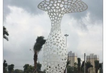 大型花瓶雕塑廠家 廣場(chǎng)小品 烤漆不銹鋼花瓶雕塑廠