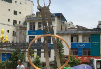 噴漆圓規雕塑廠家 中式小品 大型不銹鋼圓規雕塑廠