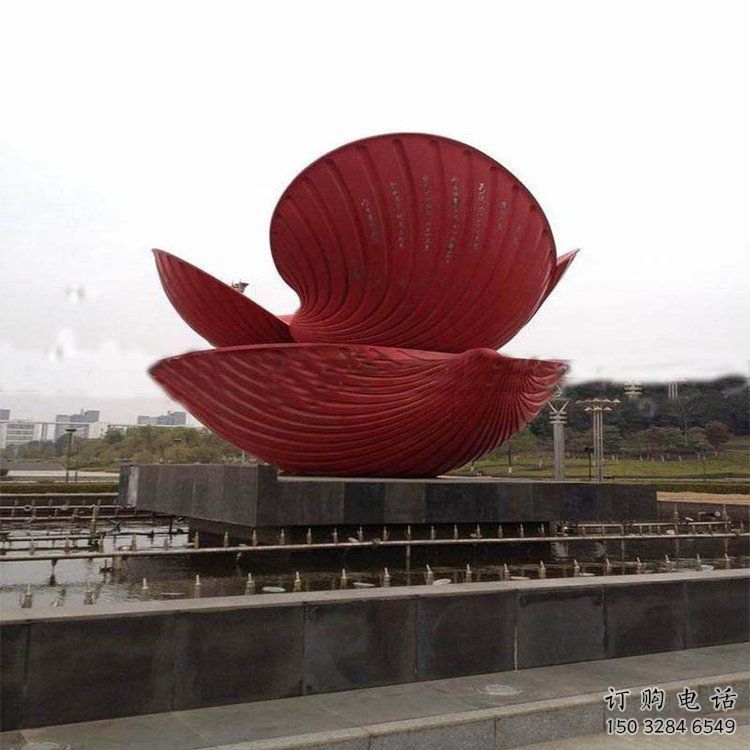 噴漆貝殼雕塑廠家 中式小品 現代不銹鋼貝殼雕塑廠