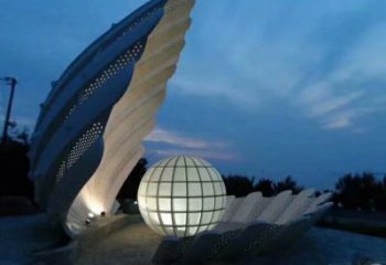 創意貝殼雕塑廠家 抽象小品 公園不銹鋼貝殼雕塑廠