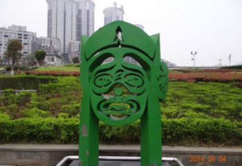 拉絲臉譜雕塑廠家 創意擺件 別墅區不銹鋼臉譜雕塑廠