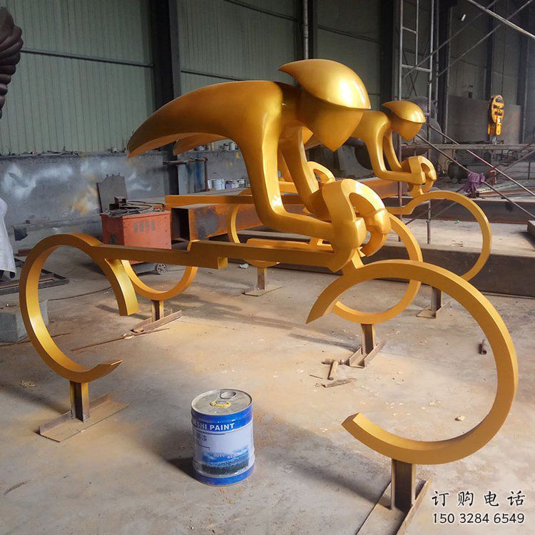 公園自行車雕塑廠家 戶外擺件 烤漆不銹鋼自行車雕塑廠