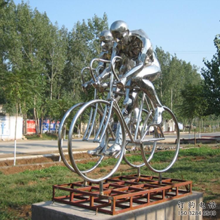 戶(hù)外自行車(chē)雕塑廠家 鏡面小品 現(xiàn)代不銹鋼自行車(chē)雕塑生產(chǎn)