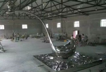 鏡面勺子雕塑廠家 大型擺件 現代不銹鋼勺子雕塑廠