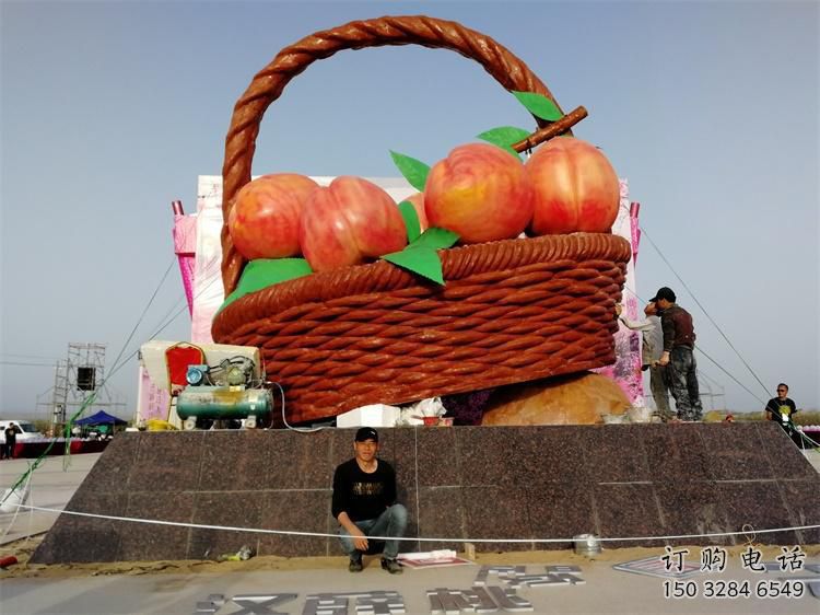 烤漆菜籃子雕塑廠家 現代小品 戶外不銹鋼菜籃子雕塑廠