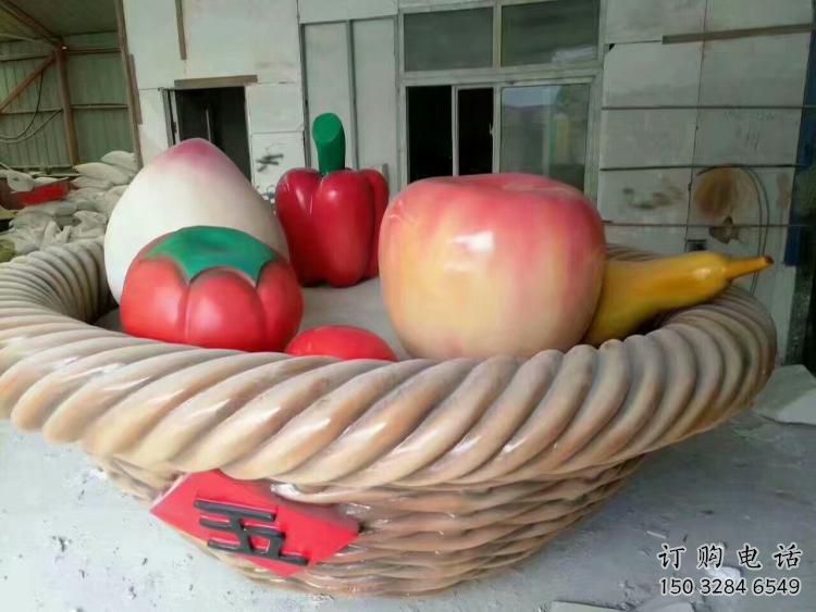 中式菜籃子雕塑廠家 現代小品 游樂場不銹鋼菜籃子雕塑廠