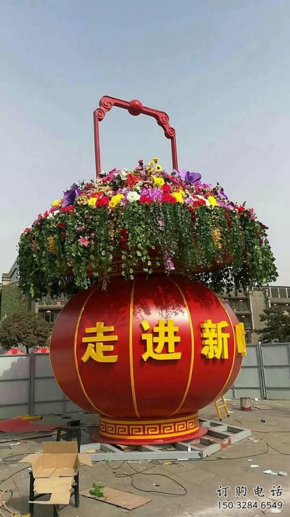 創(chuàng)意花籃雕塑廠家 戶外小品 公園不銹鋼花籃雕塑定做