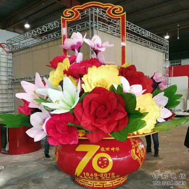 現代花籃雕塑廠家 大型擺件 烤漆不銹鋼花籃雕塑定制