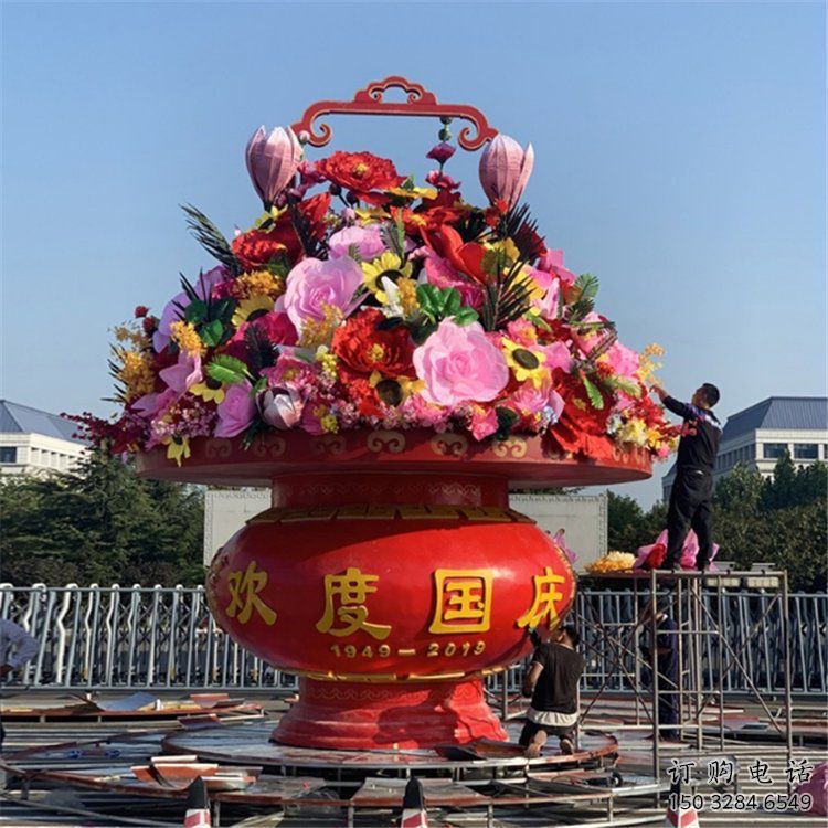 幾何花籃雕塑廠家 抽象小品 彩繪不銹鋼花籃雕塑價(jià)格