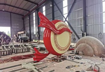 園林鼓雕塑廠家 烤漆小品 中式不銹鋼鼓雕塑廠家價格