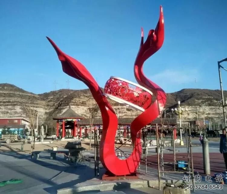 大型大鼓雕塑廠家 鍛造小品 庭院不銹鋼大鼓雕塑廠