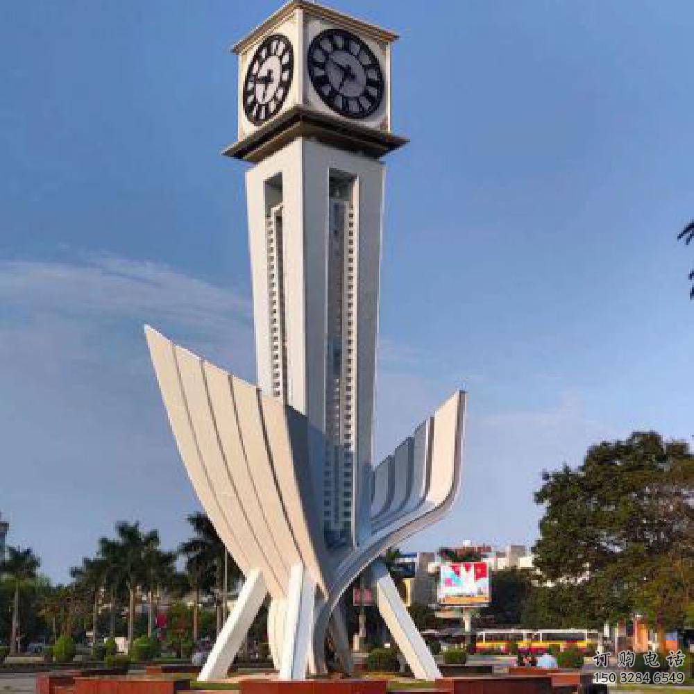 商業街鐘表雕塑廠家 廣場擺件 現代不銹鋼鐘表雕塑制作