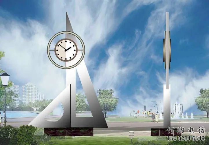 幾何鐘表雕塑廠家 廣場小品 大型不銹鋼鐘表雕塑制作