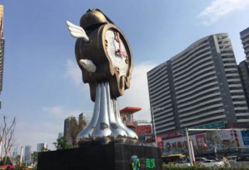 創意鐘表雕塑廠家 戶外小品 公園不銹鋼鐘表雕塑廠