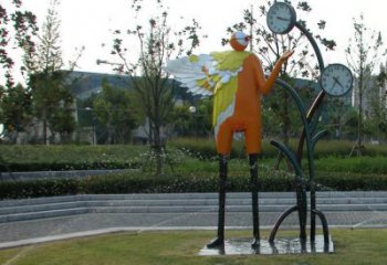 現代鐘表雕塑廠家 大型別墅區擺件 廣場不銹鋼鐘表雕塑廠