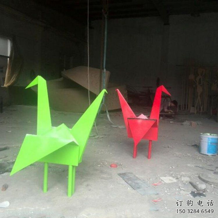 庭院千紙鶴雕塑廠家 創意小品 鍛造不銹鋼千紙鶴雕塑加工