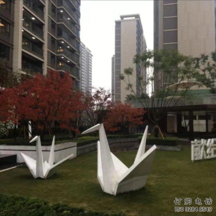 切面千紙鶴雕塑廠家 庭院擺件 現(xiàn)代不銹鋼千紙鶴雕塑生產(chǎn)