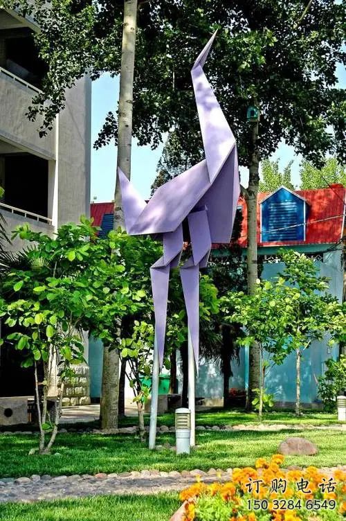 中式千紙鶴雕塑廠家 現代小品 游樂場不銹鋼千紙鶴雕塑廠