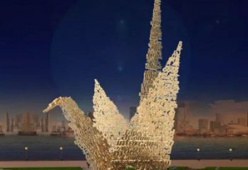 園林千紙鶴雕塑廠家 鏡面小品 中式不銹鋼千紙鶴雕塑生產(chǎn)