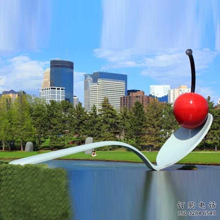 烤漆湯匙雕塑廠家 公園創意小品 戶外不銹鋼湯匙雕塑廠