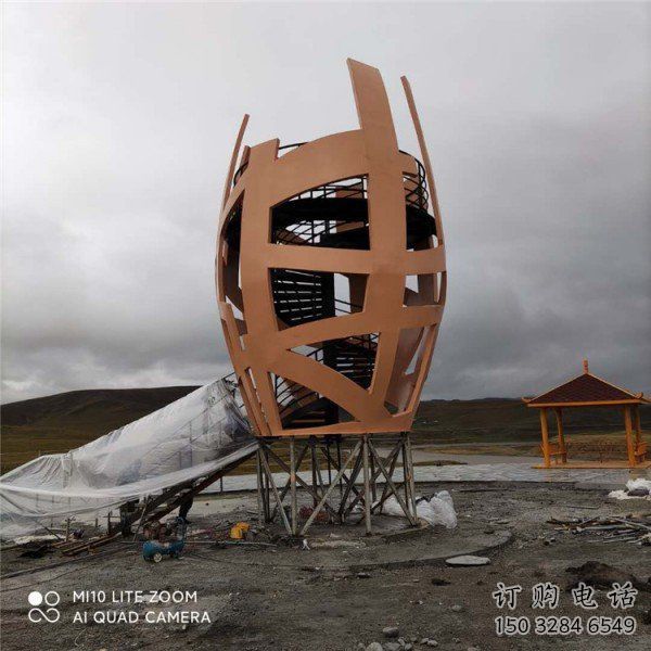 園林鳥籠雕塑廠家 烤漆小品 中式不銹鋼鳥籠雕塑廠