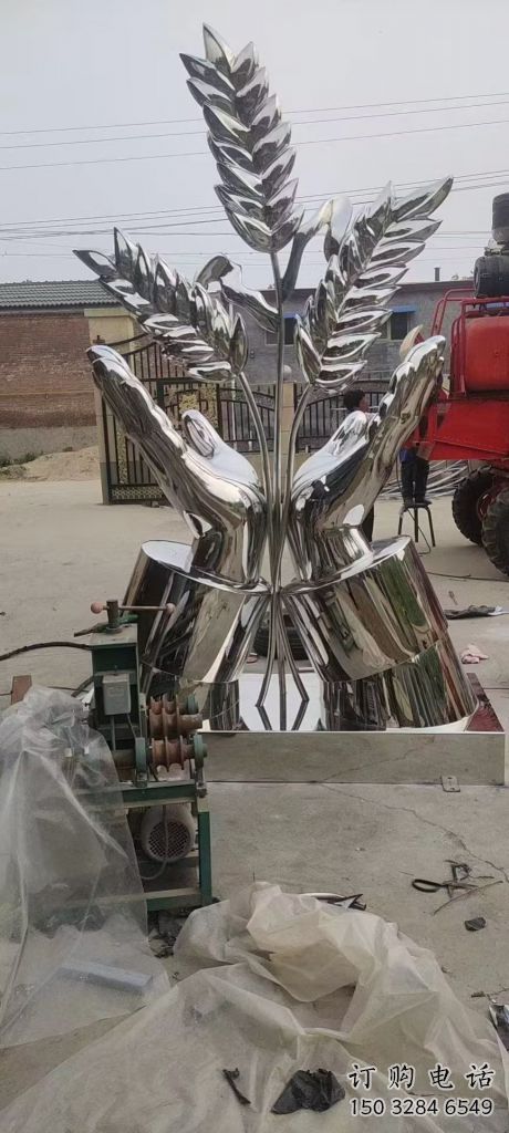 鏡面麥穗雕塑廠家 大型擺件 鍛造不銹鋼麥穗雕塑廠