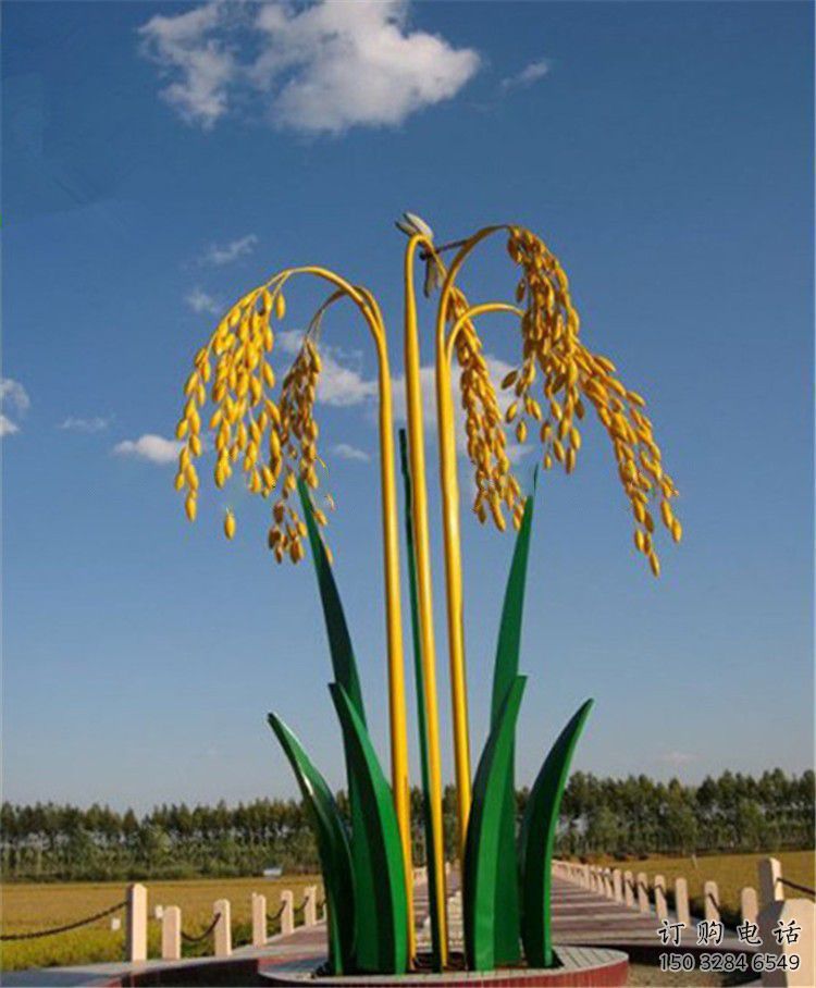 中式麥子雕塑廠家 現代小品 游樂場不銹鋼麥子雕塑廠