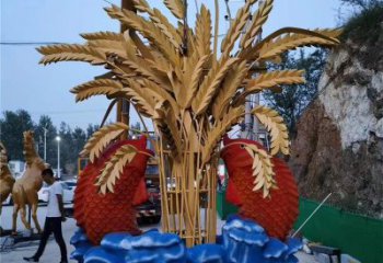 拉絲麥子雕塑廠家 鏤空創意擺件 別墅區不銹鋼麥子雕塑廠