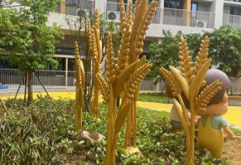 抽象青稞雕塑廠家 創意小品 戶外公園不銹鋼青稞雕塑