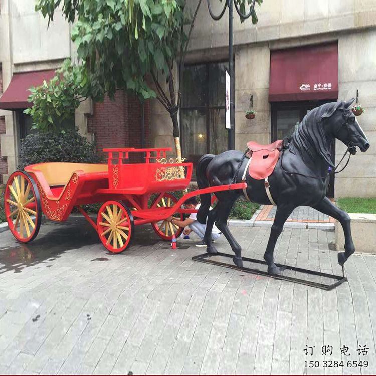 戶外馬車雕塑廠家 噴漆小品 仿古不銹鋼馬車雕塑加工廠