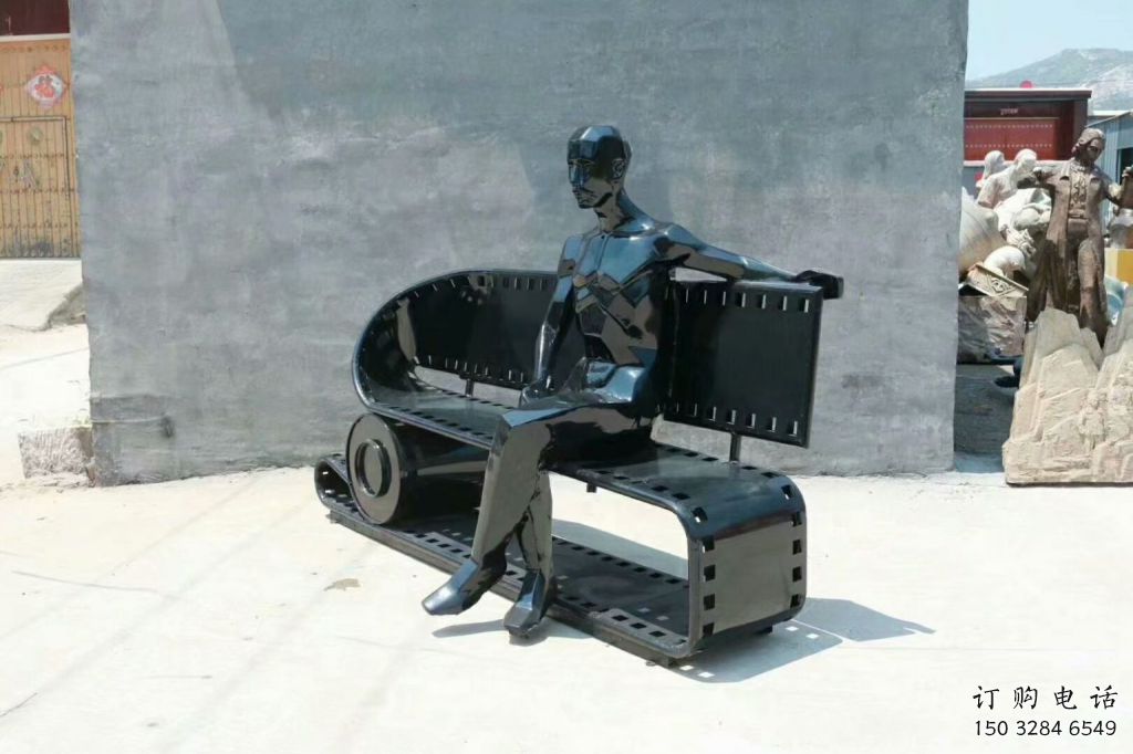 烤漆凳子雕塑廠家 現(xiàn)代公園小品 抽象不銹鋼凳子雕塑廠