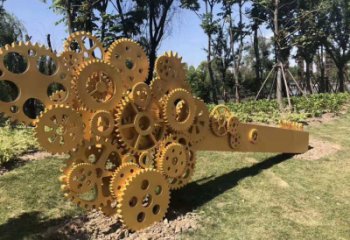 噴漆齒輪雕塑廠家 中式村口小品 草地不銹鋼齒輪雕塑廠