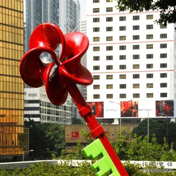 房地產鑰匙雕塑廠家 現代擺件 鍛造不銹鋼鑰匙雕塑廠