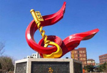 中式鑰匙雕塑廠家 抽象烤漆小品 街頭不銹鋼鑰匙雕塑廠
