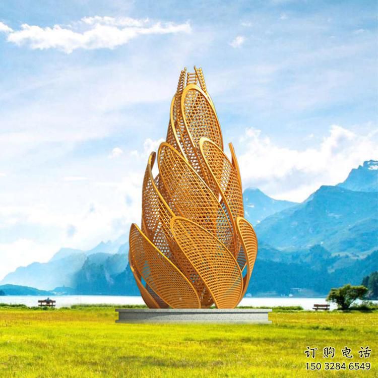 異形水稻雕塑廠家 現(xiàn)代烤漆小品 異形不銹鋼水稻雕塑廠